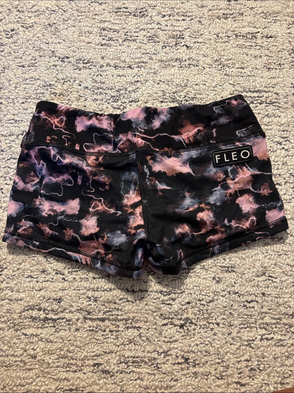 Fleo Women's Black with Pink & Purple Marble Bike Shorts